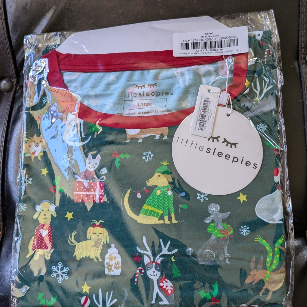 Little Sleepies Holiday Hounds Men's Pajama Top